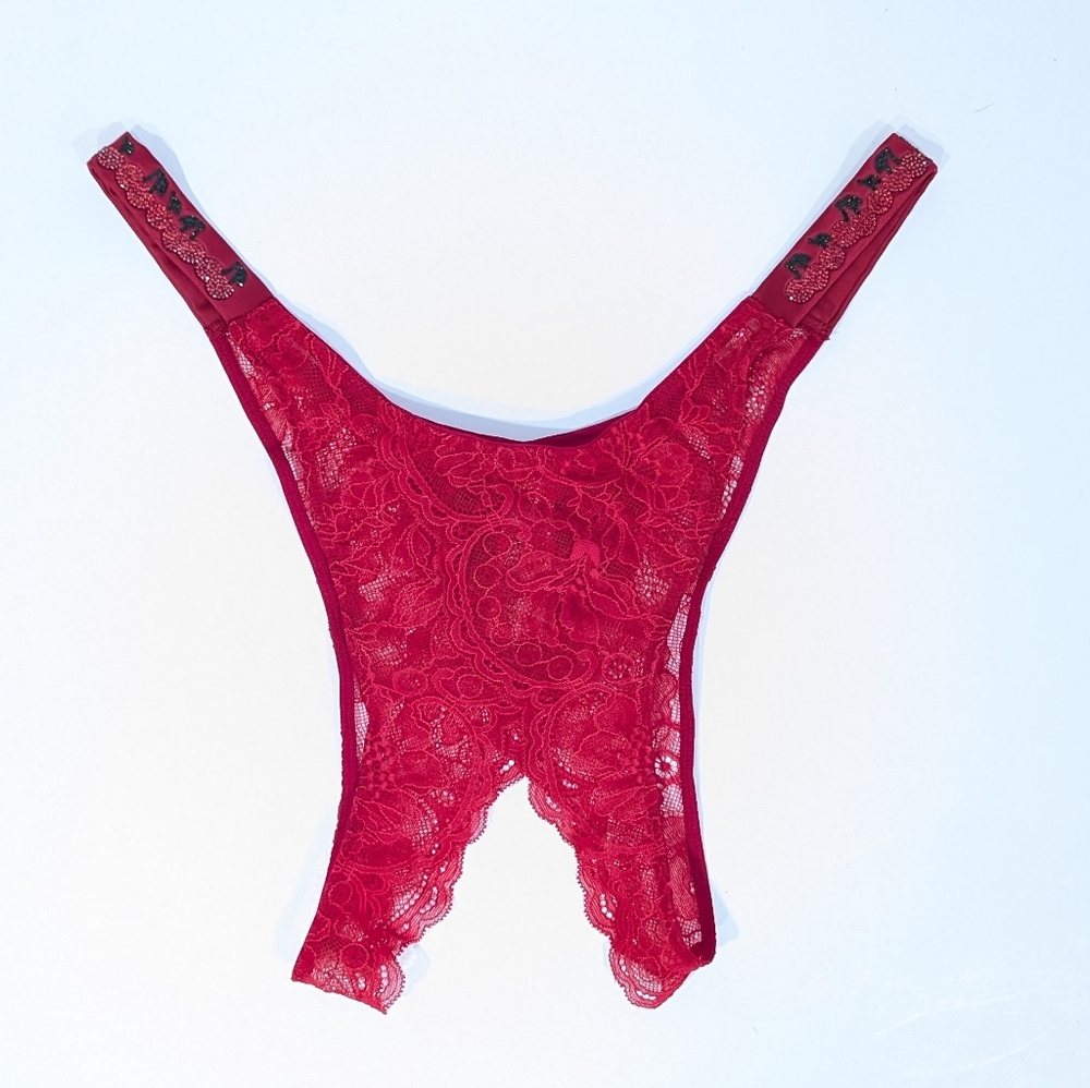 Victoria's Secret Very Sexy Crotchless Brazilian Panty XL Women Lace Underwear